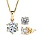 Moissanite Solitaire Pendant with Chain (Size 20) 1.8 Ct and Stud Earrings in 18K Gold Vermeil Sterling Silver 2 Ct