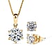 Moissanite Solitaire Pendant with Chain (Size 20) 1.8 Ct and Stud Earrings in 18K Gold Vermeil Sterling Silver 2 Ct
