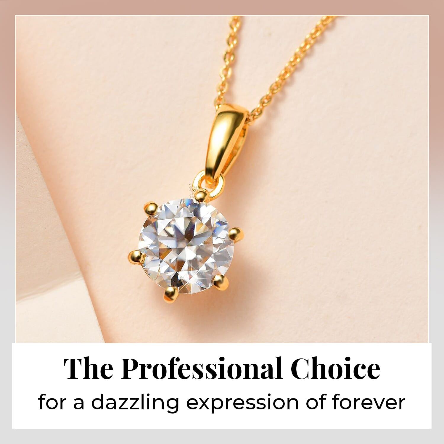 Moissanite Solitaire Pendant with Chain (Size 20) 1.8 Ct and Stud Earrings in 18K Gold Vermeil Sterling Silver 2 Ct
