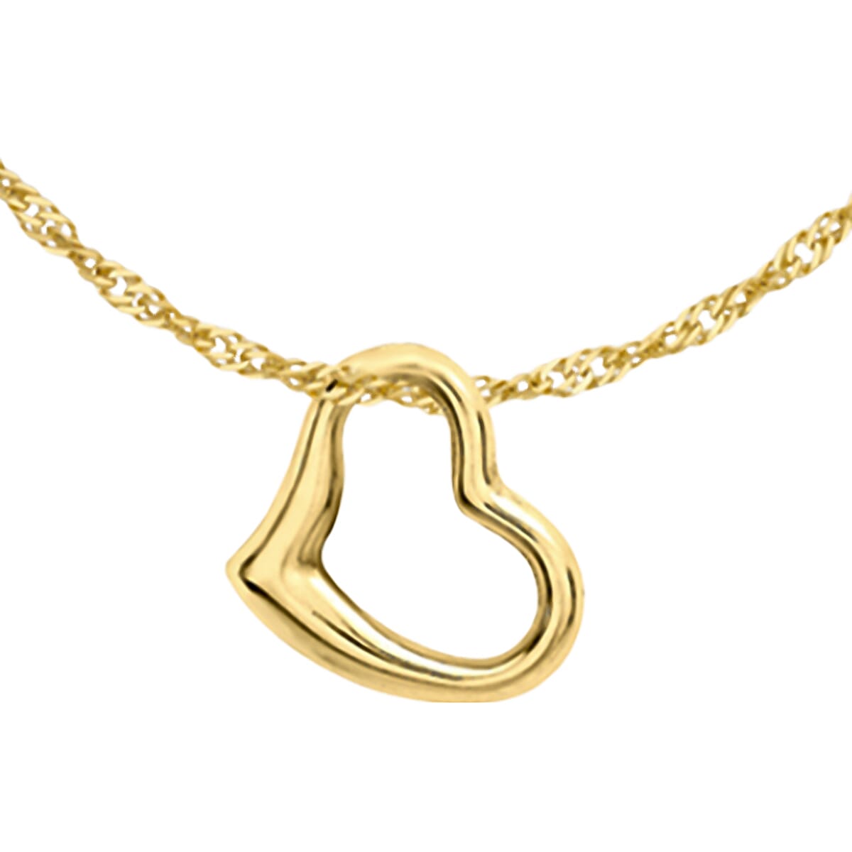 Epic Friday Mega Deal - Set of 3 - 9K Yellow Gold Heart Pendant, Prince of Wales Chain AND Creole Hoop Earrings (18 inch)