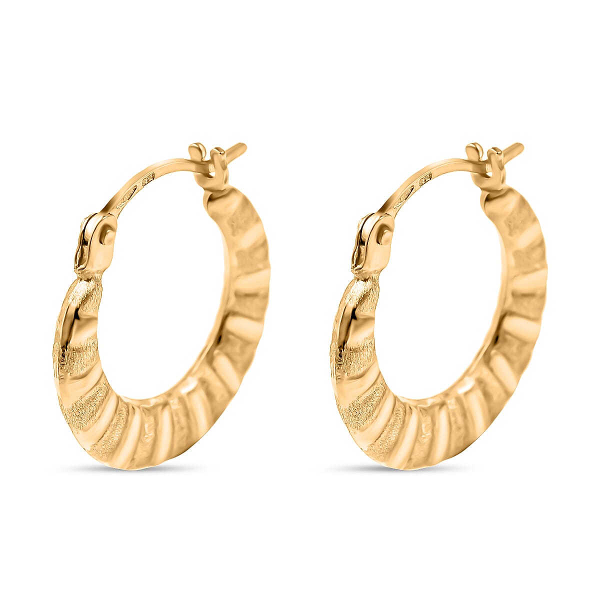 Epic Friday Mega Deal - Set of 3 - 9K Yellow Gold Heart Pendant, Prince of Wales Chain AND Creole Hoop Earrings (18 inch)