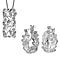 Diamond Pendant with Chain (Size 20) and Diamond Hoop Earrings (with Clasp) in Sterling Silver with Platinum Plating