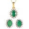 Emerald and Natural Zircon Halo Pendant with Chain (Size 20) 1.03 Ct and Earrings 2.44 Ct in 18K Yellow Gold Vermeil Plated Sterling Silver