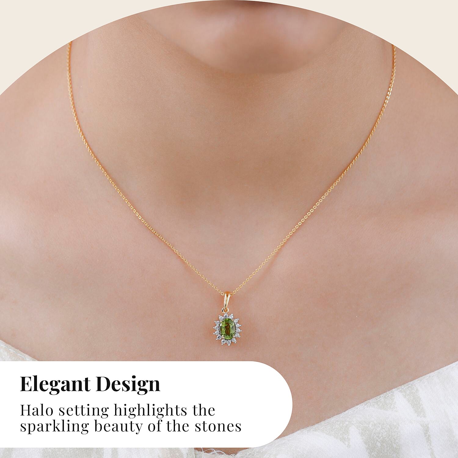 Hebei Peridot and Natural Cambodian Zircon Pendant with Chain(Size-20 inch with Lobster Clasp) 1.20 Ct. and Earrings 2.01 Ct. in 18K Vermeil Yellow Gold Plated Sterling Silver