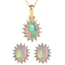 Red Garnet January Birthstone and Natural Zircon Pendant with Chain (Size - 20) and  Halo Stud Earrings in 18K Vermeil Yellow Gold Plated Sterling Silver