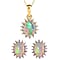 Ethiopian Welo Opal and Natural Zircon Pendant with Chain (Size-20) and Earrings 2.01 Ct in 18K Vermeil Yellow Gold Plated Sterling Silver