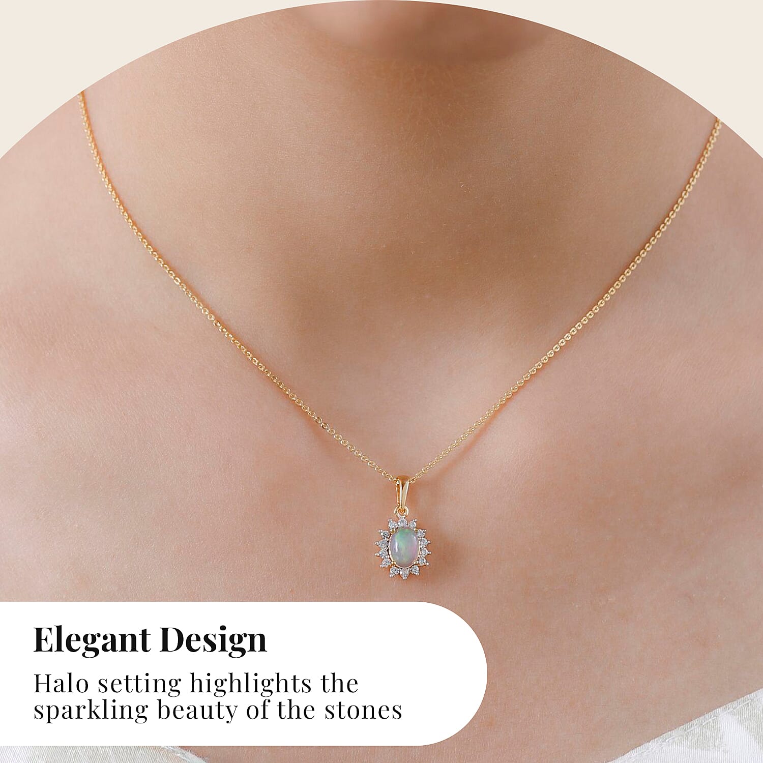 Ethiopian Welo Opal and Natural Zircon Pendant with Chain (Size-20) and Earrings 2.01 Ct in 18K Vermeil Yellow Gold Plated Sterling Silver