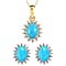 Arizona Sleeping Beauty Turquoise and Natural Cambodian Zircon Pendant with Chain (Size - 20) 0.99 Ct. and Earrings 2.386 Ct. in 18K Vermeil Yellow Gold Plated Sterling Silver