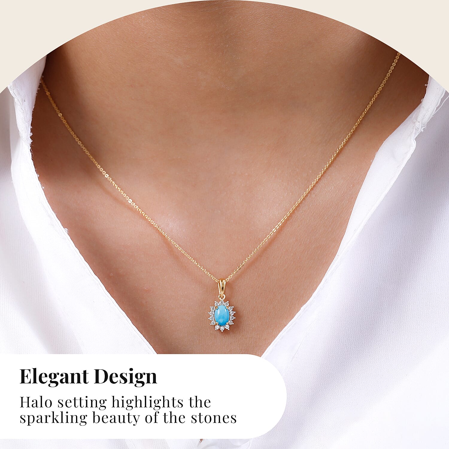 Arizona Sleeping Beauty Turquoise and Natural Cambodian Zircon Pendant with Chain (Size - 20) 0.99 Ct. and Earrings 2.386 Ct. in 18K Vermeil Yellow Gold Plated Sterling Silver