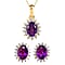 African Ruby (FF) and Natural Cambodian Zircon Pendant with Chain (Size - 20) 1.610 Ct. and Earrings 3.28 Ct. in 18K Vermeil Yellow Gold Plated Sterling Silver