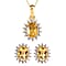 Citrine with White Zircon Pendant with Chain (Size 20) 1.170 Ct. and Earrings 1.73 Ct. in 18k Vermeil Yellow Gold Sterling Silver