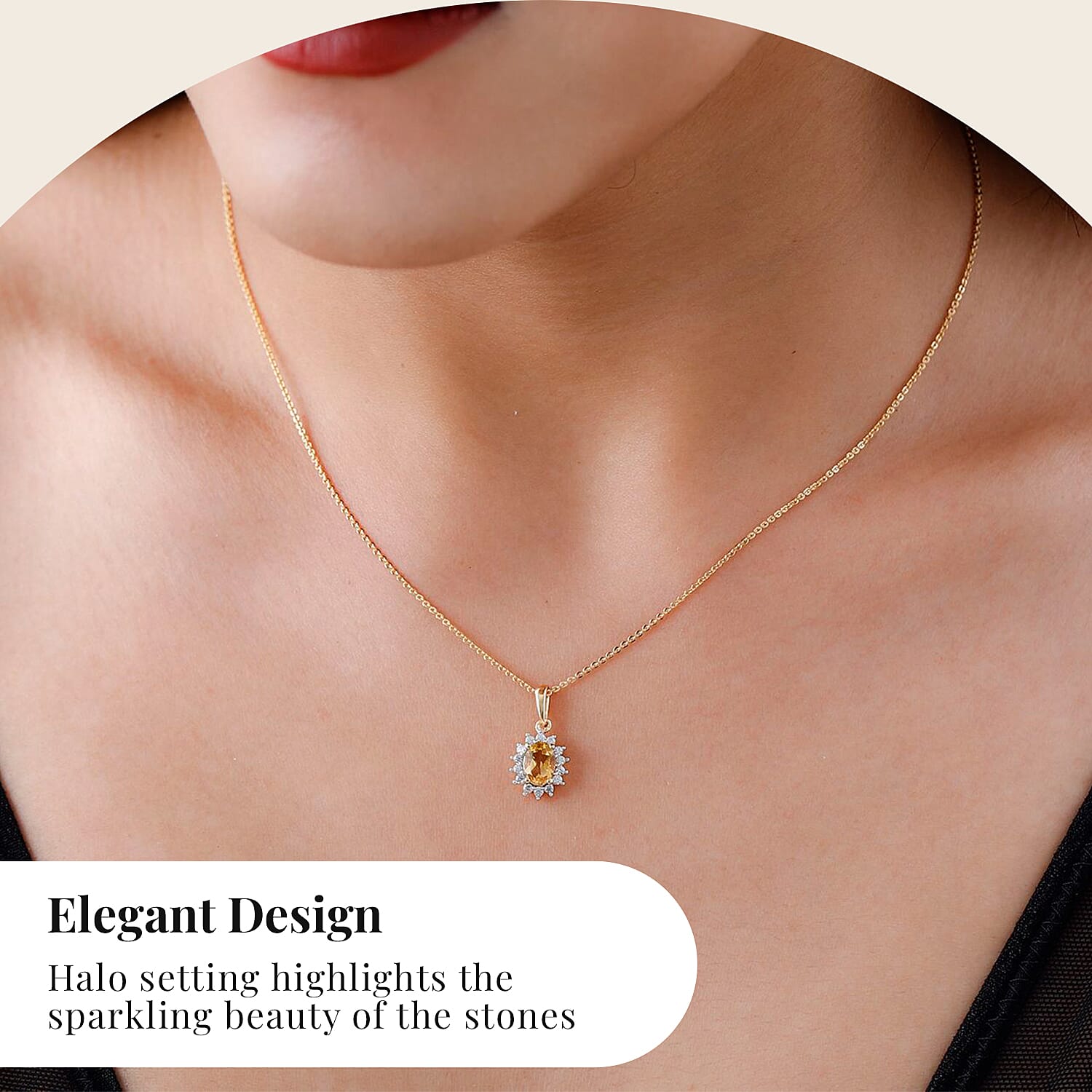 Citrine with White Zircon Pendant with Chain (Size 20) 1.170 Ct. and Earrings 1.73 Ct. in 18k Vermeil Yellow Gold Sterling Silver