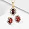 Red Garnet and Natural Cambodian Zircon Pendant with Chain (Size - 20) 1.370 Ct and Natural Zircon and Mozambique Garnet Halo Stud Earrings 2.10 Ct. in 18K Vermeil Yellow Gold Plated Sterling Silver