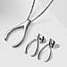  Fortune Favour Pendant with Chain (Size 20) and Wishbone Stud Earrings (with Push Back) in Sterling Silver with Platinum Plating