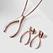  Fortune Favour Pendant with Chain (Size 20) and Wishbone Stud Earrings (with Push Back) in Sterling Silver with Platinum Plating