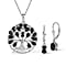 Tree of Life Pendant With Chain (Size 20) 5.46 Ct, Silver Wt 6.23 GM and Black Tourmaline Solitaire Drop Earring in Silver 1.50 Ct