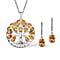 Citrine Sterling Silver Tree of Life Pendant With Chain (Size 20) 3.45 Ct, Silver Wt. 6.11 GM and Citrine Solitaire Earrings in Rhodium Plated Sterling Silver 2.22 Ct.