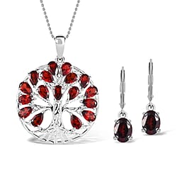 Tree of Life Pendant With Chain (Size 20) 5.46 Ct, Silver Wt 6.23 GM and Black Tourmaline Solitaire Drop Earring in Silver 1.50 Ct