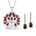 Tree of Life Pendant With Chain (Size 20) 5.46 Ct, Silver Wt 6.23 GM and Black Tourmaline Solitaire Drop Earring in Silver 1.50 Ct