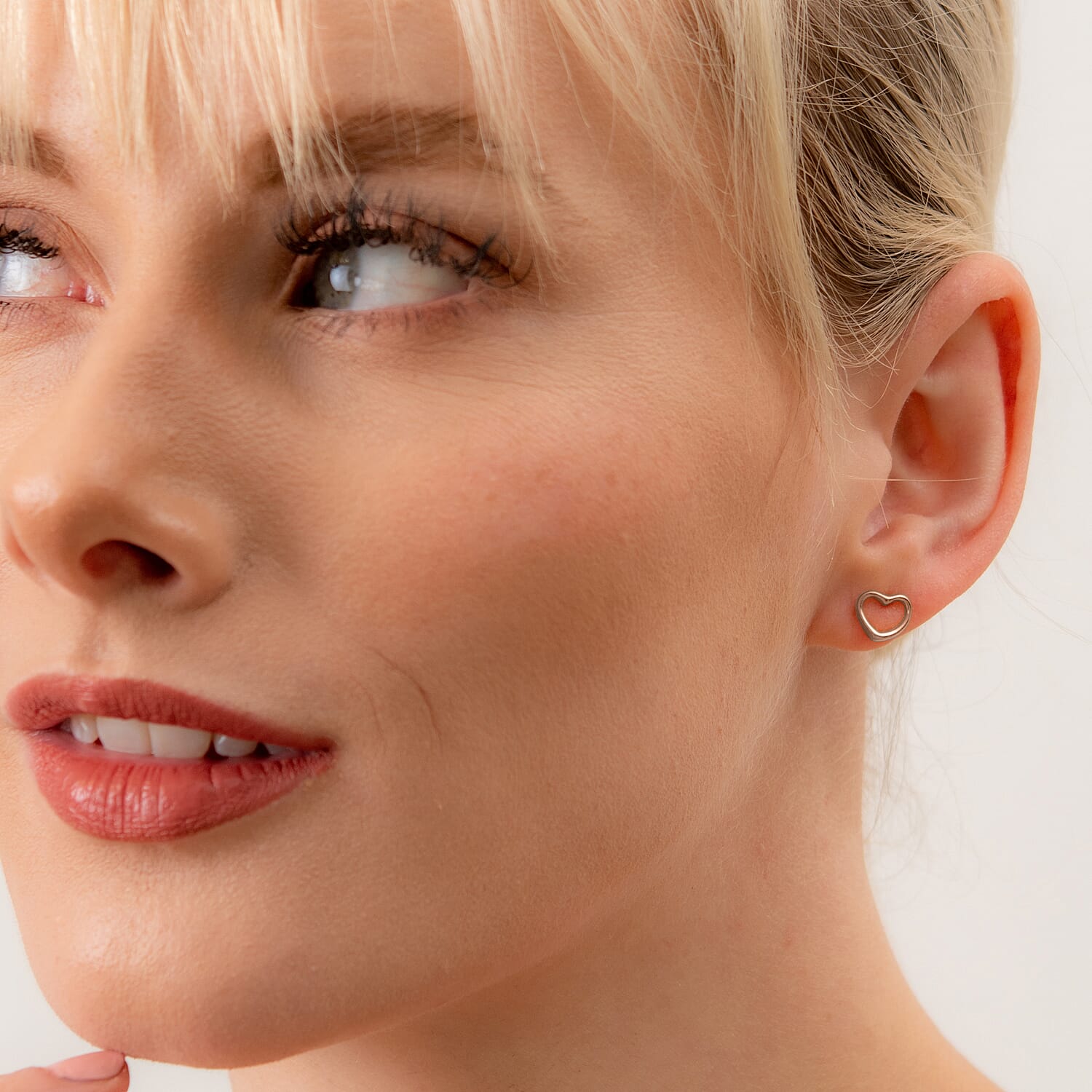 Heart Earrings in Sterling Silver with Platinum Plating, 18K Vermeil Yellow Gold Plating and 18K Vermeil Rose Gold (with Push Post)