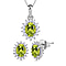 Socoto Emerald and Natural Zircon Halo Stud Earrings and Pendant with Chain (Size 20) in Platinum Overlay Sterling Silver