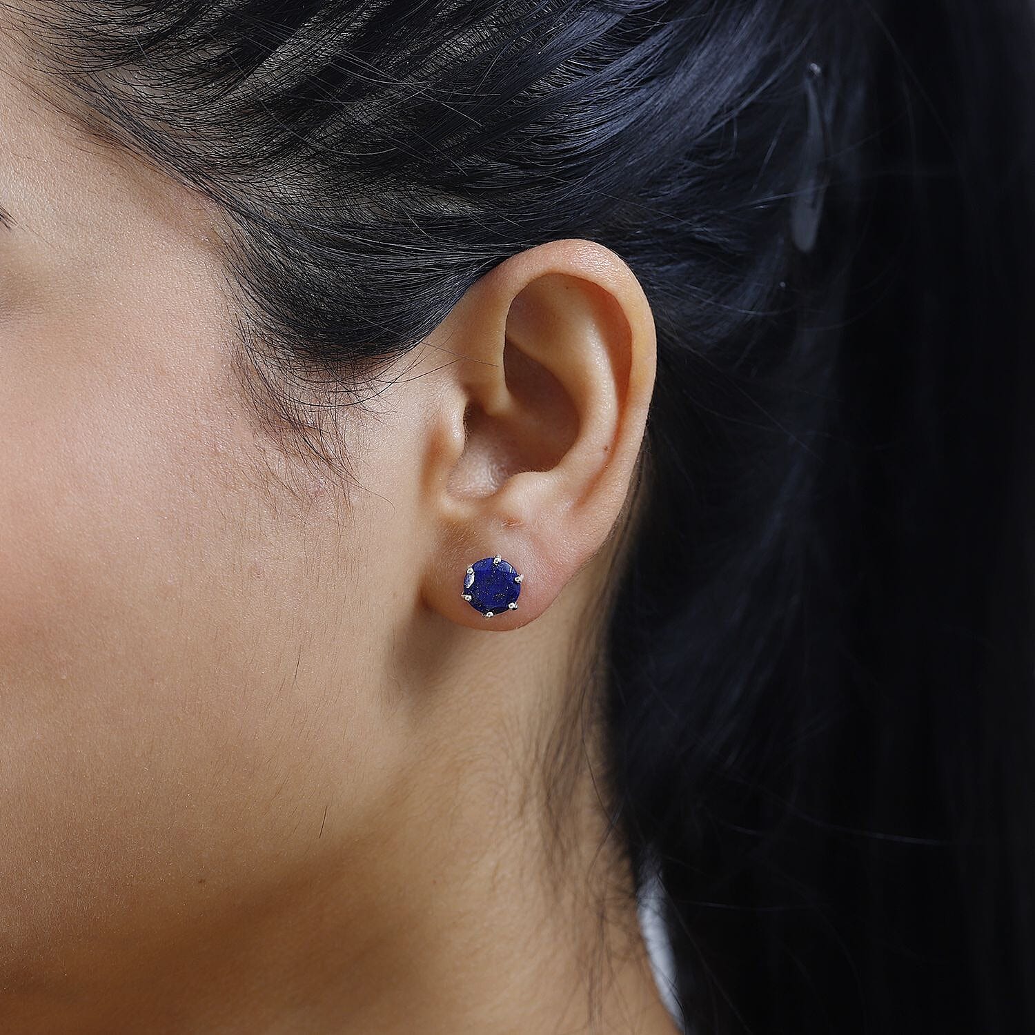 Red Garnet Solitaire Earrings in 14K Gold Plated Sterling Silver 1.62 Ct, Smoky Quartz Push Post Earrings in Platinum Plated Sterling Silver 1.33 Ct and Lapis Lazuli Siolitaire Stud Earrings in Platin