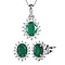 Peridot and Zircon Halo Pendant with Chain (Size - 20) and Halo Earrings in Platinum Overlay Sterling Silver