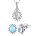 Arizona Sleeping Beauty Turquoise December Birthstone and Natural Cambodian Zircon Halo Earrings and Halo Pendant with Chain (Size - 20) in Platinum Overlay Sterling Silver