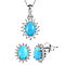 Aquamarine and Natural Cambodian Zircon Halo Earrings and Pendant with Chain (Size 20) in Platinum Overlay Sterling Silver