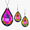 Multi Colour Crystal Heart Earrings and Necklace (Size - 24) in Pure White Stainless Steel