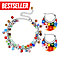 Multi Colour Murano Style Basket Earrings, Pendant and Bracelet in Stainless Steel