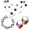 Multi Colour Murano Style Glass Basket Earrings, Bracelet and Necklace (18 inch) in Stainless Steel