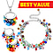 Multi Colour Murano Style Glass Basket Earrings, Bracelet and Necklace (18 inch) in Stainless Steel