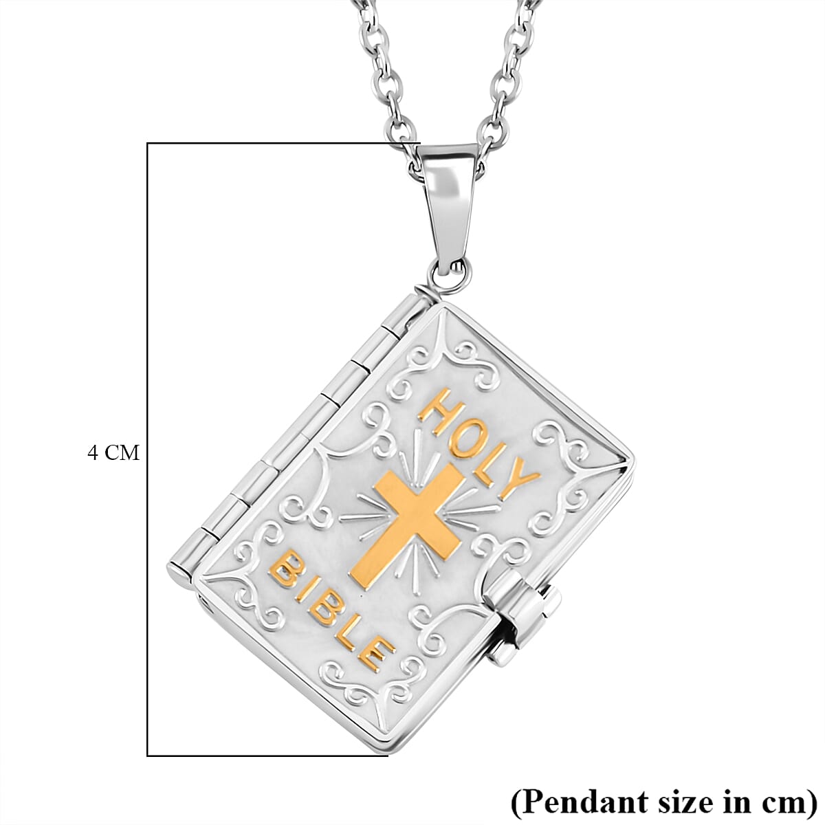 Set of 2 - Holy Bible Openable Pendant With Chain and Presentation Gift Box (30inch - Slider)