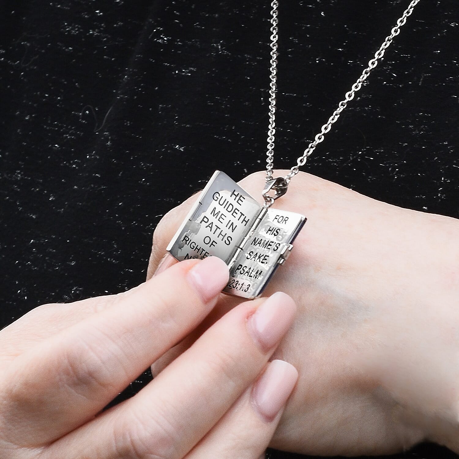 Set of 3 - Holy Bible Openable Pendant With Chain and Presentation Gift Box (30inch - Slider)