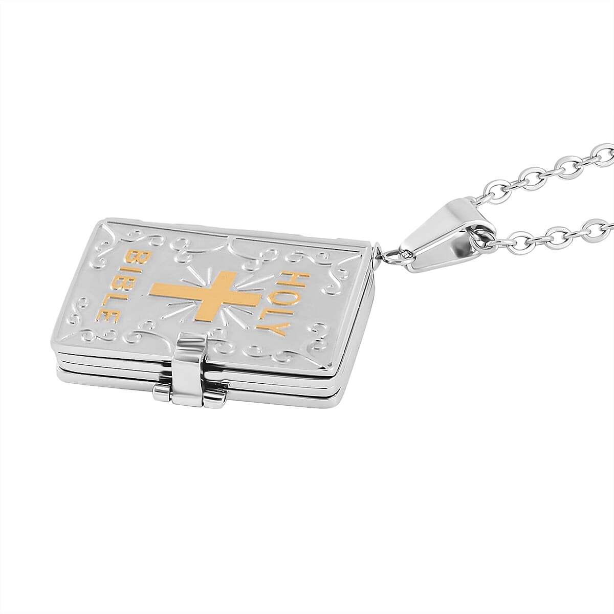 Set of 3 - Holy Bible Openable Pendant With Chain and Presentation Gift Box (30inch - Slider)