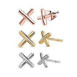 X Earrings in Sterling Silver with Platinum Plating