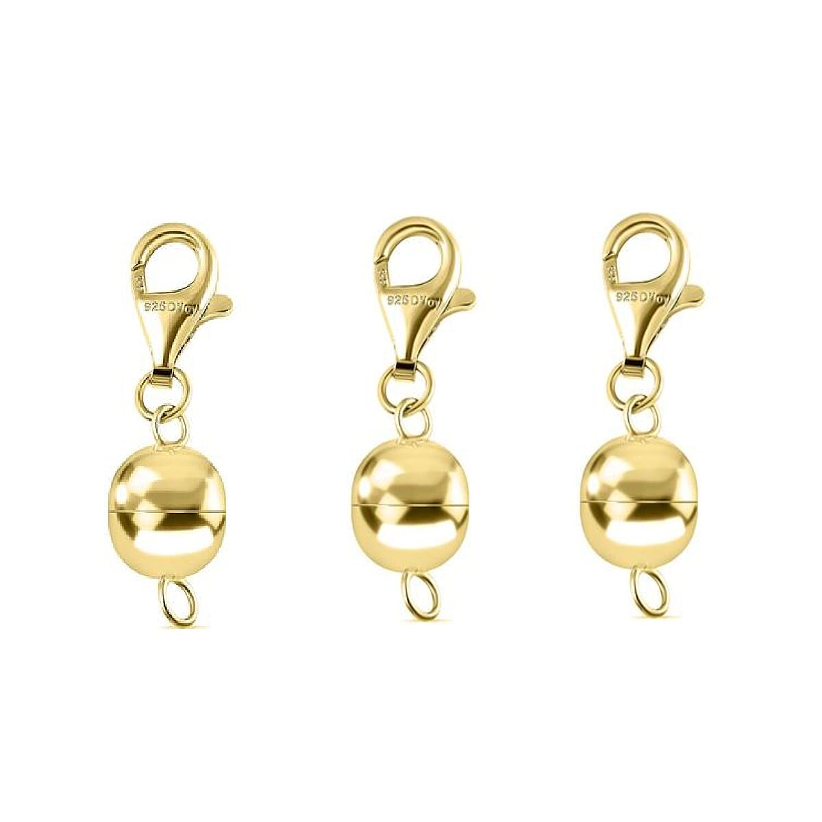 Set of 3 - Magnetic Lock with Lobster Clasp in Gold Plated