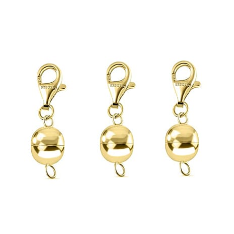 Set of 3 Doorbuster - Magnetic Lock with Lobster Clasp in Gold Plated Silver