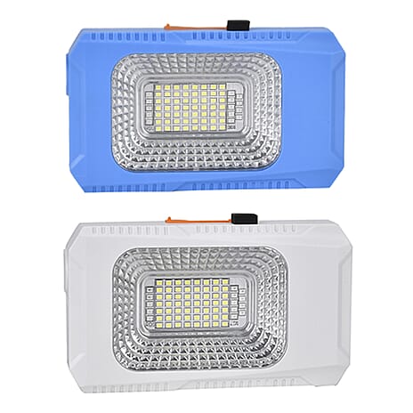Set of 2 - 2 in 1 Multifunctional Outdoor Solar Rechargeable Light and Power bank 1500 mah Li-ion Battery - Blue and White