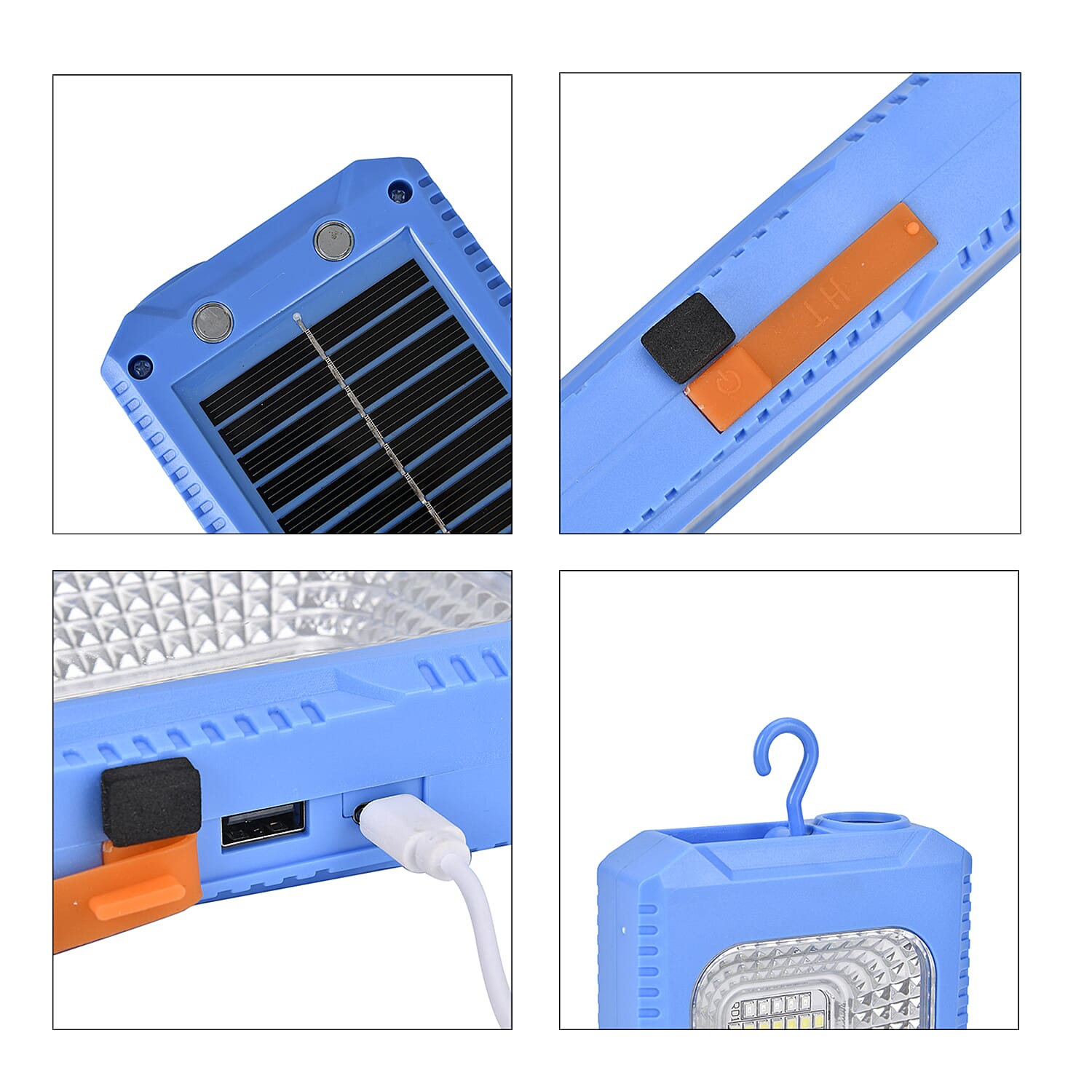 Set of 2 - 2 in 1 Multifunctional Outdoor Solar Rechargeable Light and Power bank 1500 mah Li-ion Battery - Blue and White