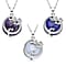 Set of 3 - Lapis Lazuli, Amethyst and Opalite Dragon Pendants with Stainless Steel Chains (Size 20-2 inch Ext.) in Silver Tone