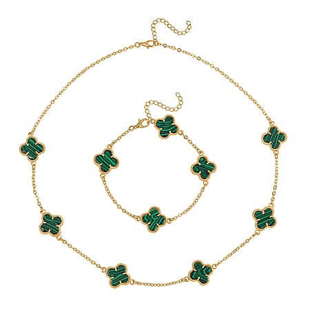 Designer Inspired Closeout- Created Malachite Necklace ( Size 20) and Bracelet ( Size 7.5) with Extenders