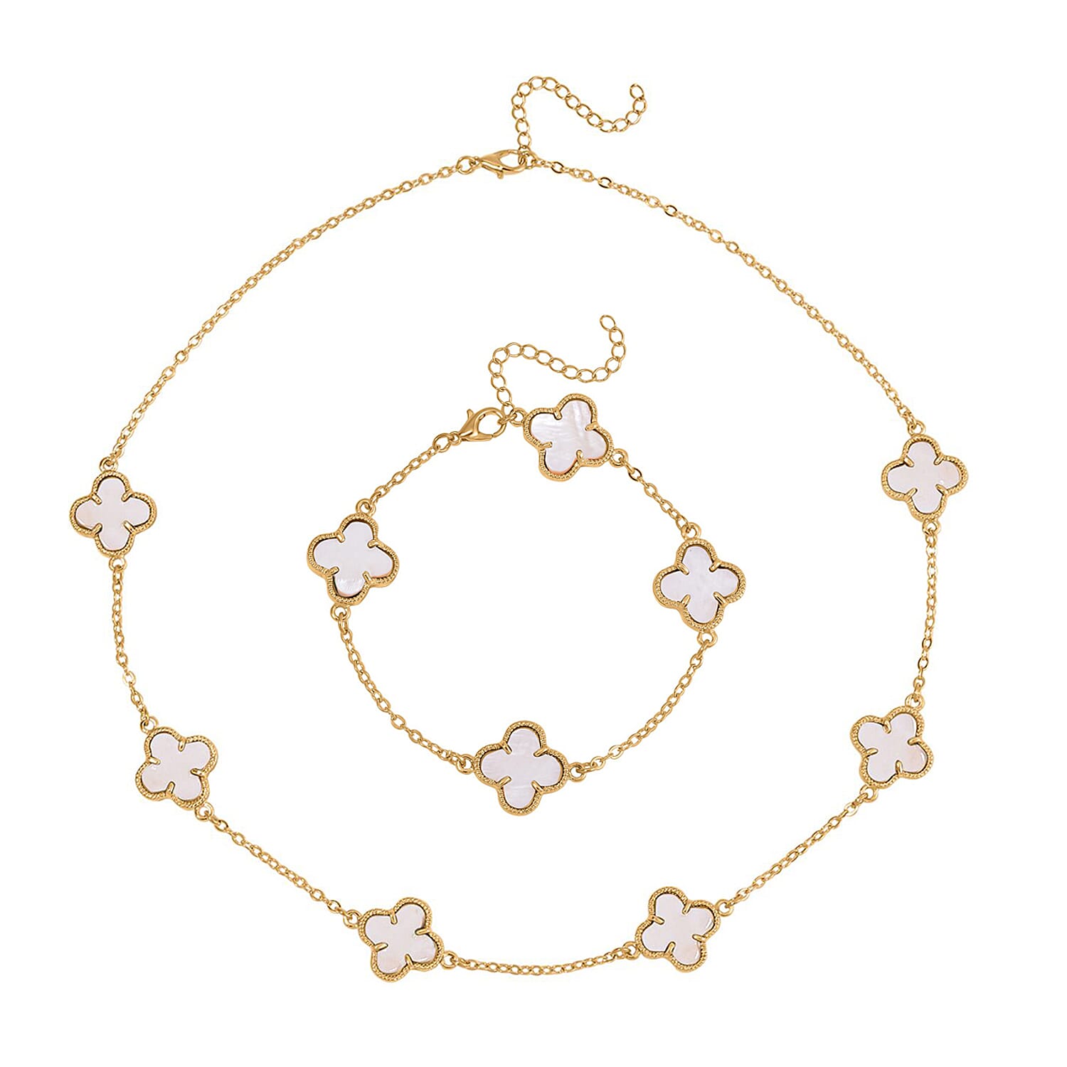 Designer Inspired Closeout- Shell Pearl Necklace ( Size 20) and Bracelet ( Size 7.5) with Extenders