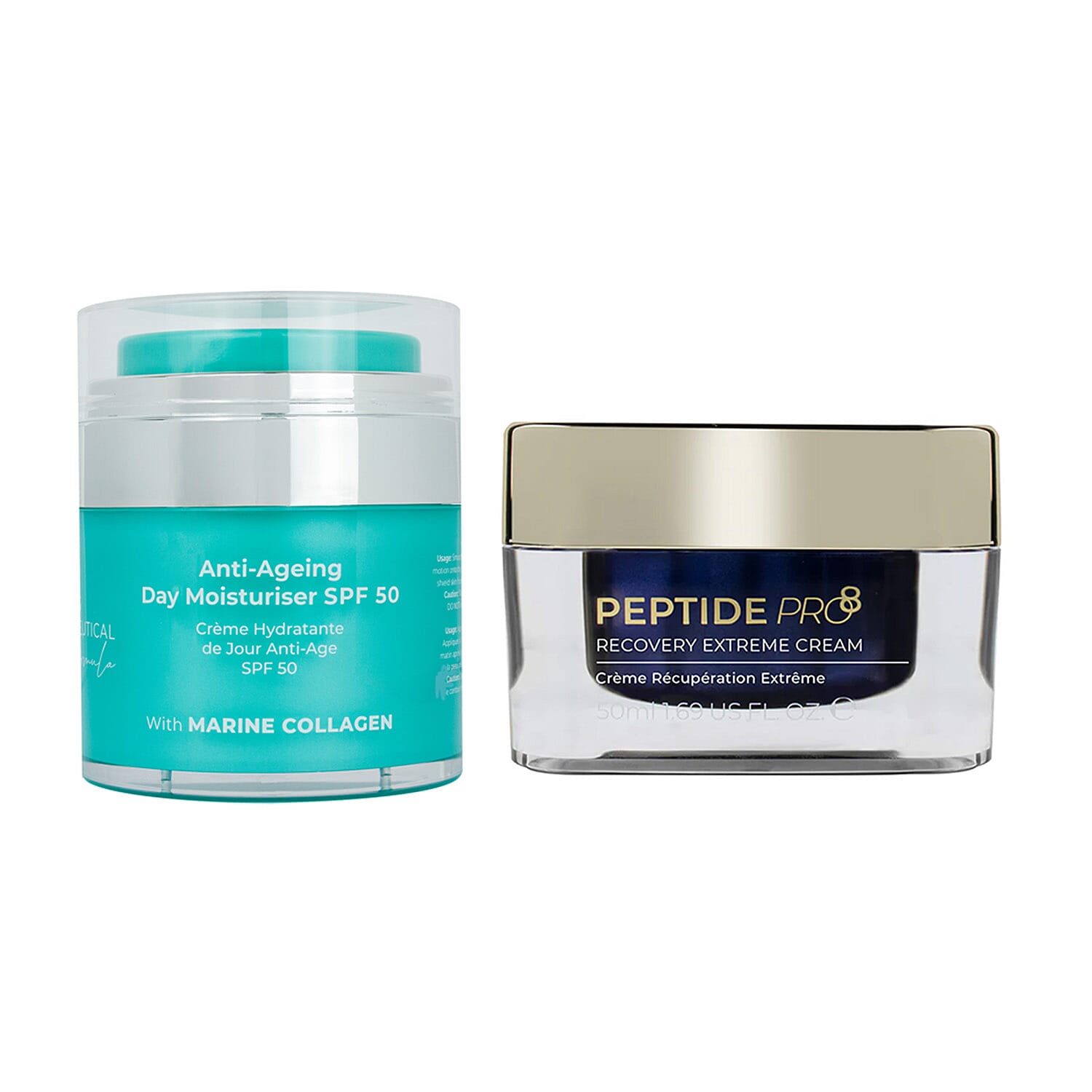 Doctors Formula- Marine Collagen Anti-Aging Day Moisturiser SPF50 & New Arrival Doctors Formula Peptide Pro8 Recovery Extreme Cream 50ml Bundle