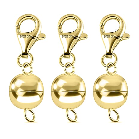 Set of 3 Sterling Silver Magnetic Clasps with 18K Gold Vermeil Overlay