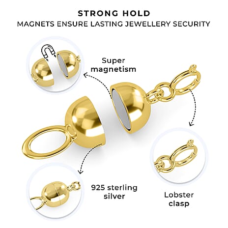 Set of 3 Sterling Silver Magnetic Clasps with 18K Gold Vermeil Overlay