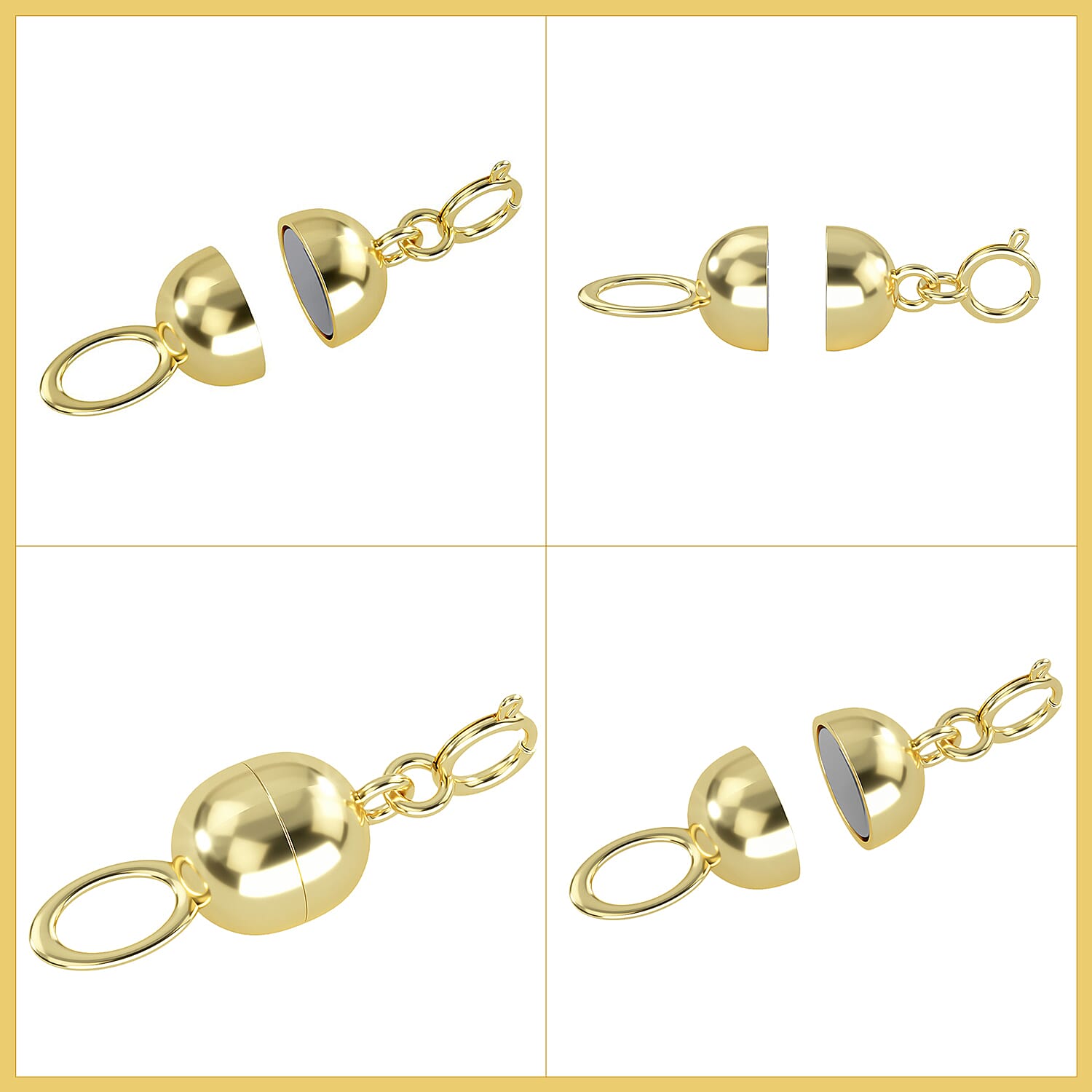 Set of 2 - Magnetic Lock Clasp in 9K Yellow Gold
