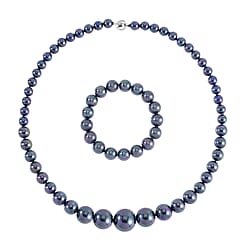 Tahitian Shell Pearl Stretchable Bracelet (Size 7-7.5) and Necklace (Size - 20) With Magnetic Lock