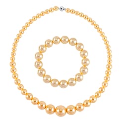 Tahitian Shell Pearl Stretchable Bracelet (Size 7-7.5) and Necklace (Size - 20) With Magnetic Lock